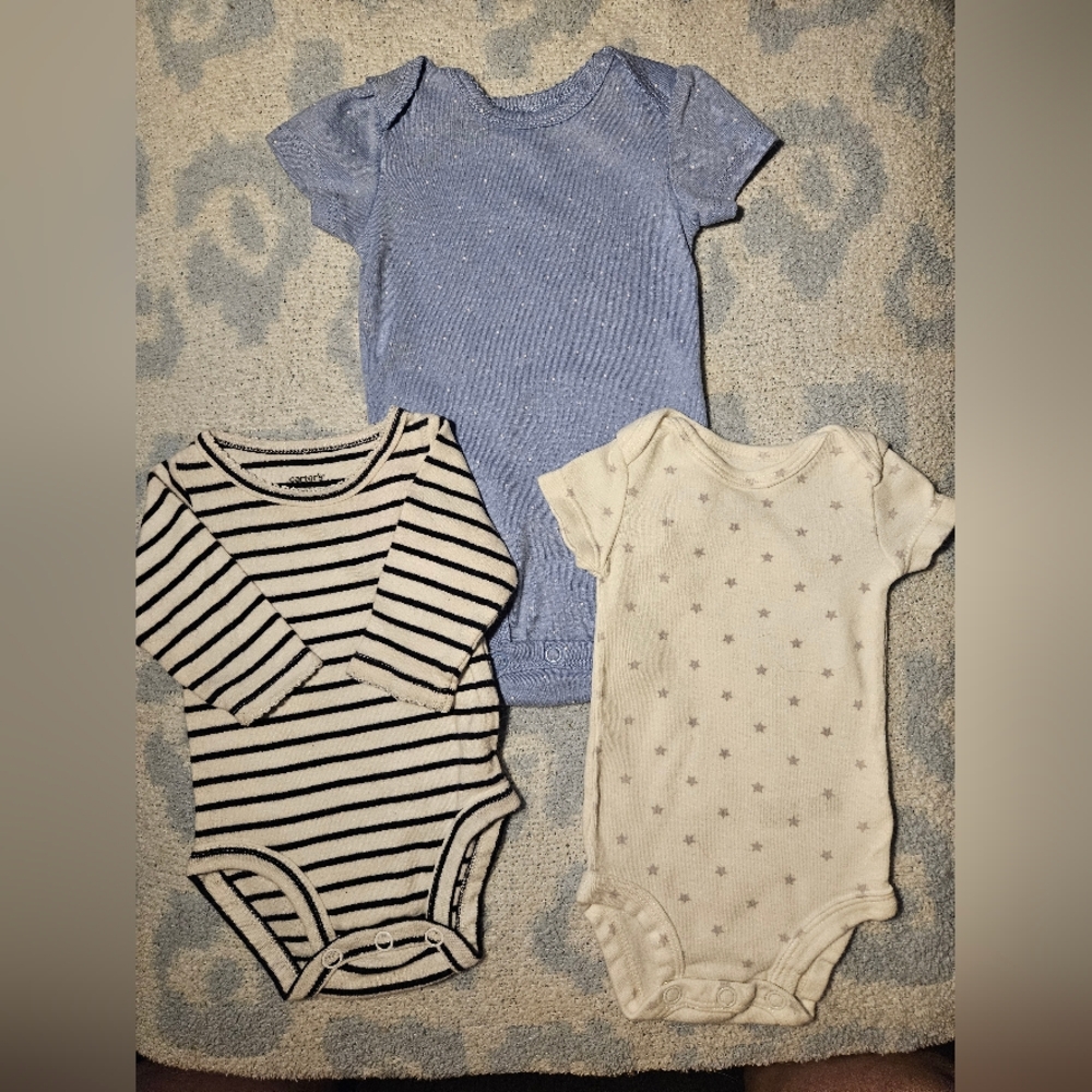 Blue, White, and Black Striped Kids One Pieces Set